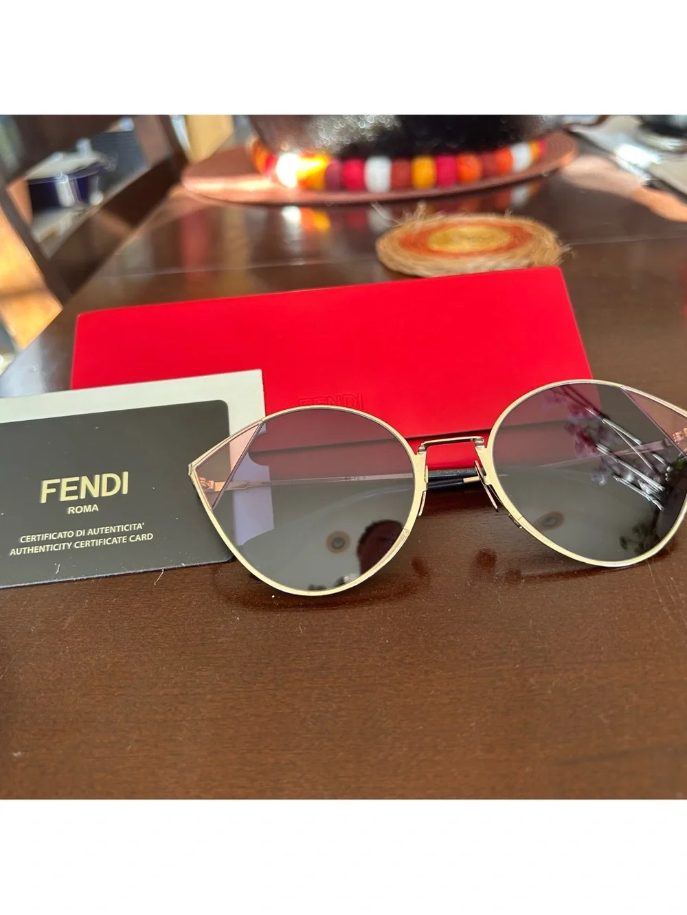 Fendi Gold Frame Sunglasses with Gradient Gray Lenses